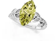 Marquise Leaf Pavé Engagement Ring Setting for a Fancy Yellow Lab-Grown Diamond | White Gold