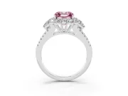Fancy Pink Asscher Cut Diamond Halo Split Shank Engagement Ring Set in Silver with Prong-Held Center Stone