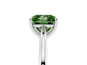 Fancy Green Princess Cut Diamond Solitaire Ring Set in Silver with Cathedral Band and Prong Setting