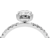 Emerald Cut Pave Solitaire Engagement Ring Setting | Double Claw Prongs | Sterling Silver