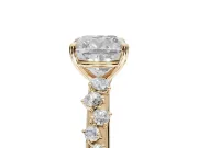 Cushion Cut Solitaire Engagement Ring Setting | Graduated Scattered Accents | Yellow Gold