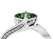 Fancy Green Asscher Cut Diamond Solitaire Ring Set in Platinum with Intertwined Pavé Twist Band