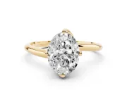Oval Bypass Solitaire Engagement Ring Setting | Plain Polished Band | Yellow Gold