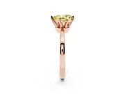 Fancy Yellow Pear Cut Diamond Solitaire Engagement Ring Set in Rose gold with Slim Tapered Solitaire Band