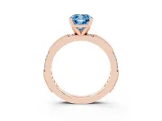Cushion Cut Vintage Pavé Engagement Ring Setting for a Fancy Blue Lab-Grown Diamond | Rose Gold