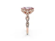 Marquise Milgrain Halo Engagement Ring Setting for a Fancy Pink Lab-Grown Diamond | Graduated Shoulders | Rose Gold