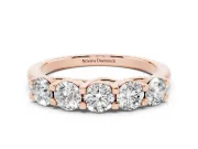 Round Diamond Half Eternity Band Set in Rose gold with Prong-Set Stones