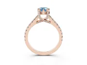 Pear-Shaped Hidden Halo Pave Engagement Ring Setting for a Fancy Blue Lab-Grown Diamond | Claw Prongs | Rose Gold