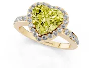 Heart-Shaped Halo Pave Engagement Ring Setting for a Fancy Yellow Lab-Grown Diamond | Heart Cutout Gallery | Yellow Gold