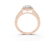Princess Cut Halo Engagement Ring Setting | Single Row Pavé Band | Rose Gold