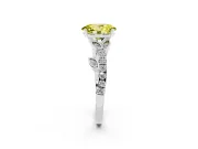 Oval Leaf Pavé Engagement Ring Setting for a Fancy Yellow Lab-Grown Diamond | Platinum
