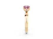 Fancy Pink Cushion Cut Diamond Solitaire Engagement Ring Set in Yellow gold with Flat Band and Prong Setting