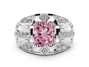Radiant Cut Art Deco Graduated Engagement Ring Setting for a Fancy Pink Lab-Grown Diamond | Platinum