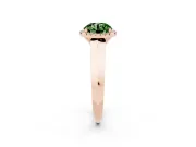 Fancy Green Round Cut Diamond Halo Ring Set in Rose gold with Cathedral Band and Prong Setting