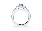 Cushion Cut Pave Halo Engagement Ring Setting for a Fancy Blue Lab-Grown Diamond | Pave Band | Platinum