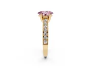 Oval Vintage Hidden Halo Engagement Ring Setting for a Fancy Pink Lab-Grown Diamond | Milgrain Pave Band | Yellow Gold