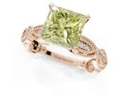Princess Cut Vintage Engagement Ring Setting for a Fancy Yellow Lab-Grown Diamond | Graduated Stations | Rose Gold