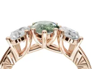 Pear-Shaped Vintage Three Stone Engagement Ring Setting for a Fancy Green Lab-Grown Diamond | Graduated Pavé | Rose Gold