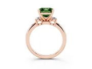 Asscher Cut Three Stone Engagement Ring Setting for a Fancy Green Lab-Grown Diamond | Round Side Stones | Rose Gold