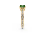 Cushion Cut Pave Solitaire Engagement Ring Setting for a Fancy Green Lab-Grown Diamond | Accented Basket | Yellow Gold