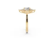 Round Cluster Halo Engagement Ring Setting | Yellow Gold