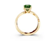 Fancy Green Radiant Cut Diamond Pavé Twist Band Solitaire Ring Set in Yellow gold with Prong Setting