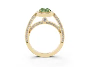 Oval Sectioned Halo Engagement Ring Setting for a Fancy Green Lab-Grown Diamond | Yellow Gold