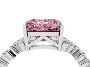 Radiant Cut Accented Engagement Ring Setting for a Fancy Pink Lab-Grown Diamond | Sterling Silver