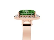 Radiant Cut Halo Engagement Ring Setting for a Fancy Green Lab-Grown Diamond | Pavé Panel Shoulders | Rose Gold