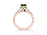 Radiant Cut Hidden Halo Pave Engagement Ring Setting for a Fancy Green Lab-Grown Diamond | Claw Prongs | Rose Gold
