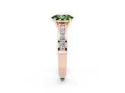 Fancy Green Oval Cut Diamond Solitaire Ring Set in Rose gold with Channel-Set Band and Prong Setting