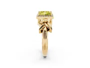 Princess Cut Floral Halo Engagement Ring Setting for a Fancy Yellow Lab-Grown Diamond | Yellow Gold