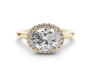 Oval Halo Engagement Ring Setting | Plain Polished Band | Yellow Gold