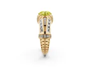 Fancy Yellow Round Cut Diamond Vintage-Inspired Milgrain Ring Set in Yellow gold with Accent Split Shank