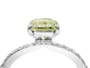 Radiant Cut Hidden Halo Engagement Ring Setting for a Fancy Yellow Lab-Grown Diamond | Pavé Band | Platinum