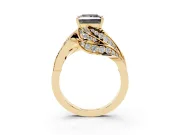 Princess Cut Bypass Pavé Engagement Ring Setting for a Black Center | Graduated Pavé | Yellow Gold