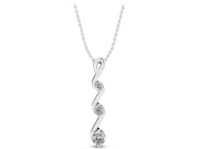 Round Lab-Grown Diamond Three-Stone Vertical Zigzag Pendant Necklace | Loop Bail | White Gold