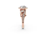 Round Vintage Milgrain Halo Engagement Ring Setting | Bezel Shoulder Accents | Rose Gold