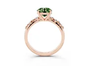 Fancy Green Round Cut Diamond Solitaire Vine Band Ring Set in Rose gold with Round Accents and Prong Setting