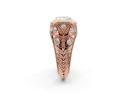 Princess Cut Diamond Bezel Ring Set in Rose gold with Milgrain Accent Band