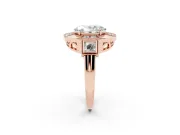 Oval Cut Diamond Milgrain Halo Ring Set in Rose gold with Split Shank