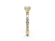 Cushion Cut Channel Set Engagement Ring Setting | Baguette Side Stones | Yellow Gold