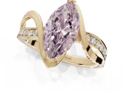 Marquise Bypass Solitaire Engagement Ring Setting for a Fancy Pink Lab-Grown Diamond | Pavé Strands | Yellow Gold