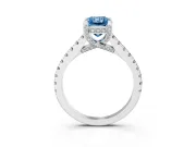 Radiant Cut Hidden Halo Pave Engagement Ring Setting for a Fancy Blue Lab-Grown Diamond | Claw Prongs | White Gold