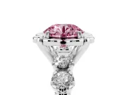 Round Floral Engagement Ring Setting for a Fancy Pink Lab-Grown Diamond | Petal Frame | Platinum