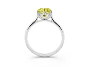 Fancy Yellow Round Cut Diamond Solitaire Cathedral Ring Set in Silver with Prong Setting