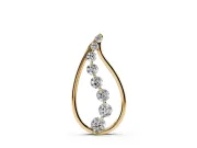 Round Lab-Grown Diamond Graduated Cascading Teardrop Pendant Necklace | Open Frame | Yellow Gold