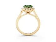 Heart-Shaped Halo Engagement Ring Setting for a Fancy Green Lab-Grown Diamond | Filigree Shoulders | Yellow Gold