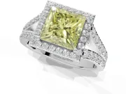 Princess Cut Halo Engagement Ring Setting for a Fancy Yellow Lab-Grown Diamond | Sterling Silver - Design NV-24520