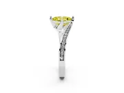 Asscher Cut Bypass Pavé Engagement Ring Setting for a Fancy Yellow Lab-Grown Diamond | Swept Shoulders | Sterling Silver